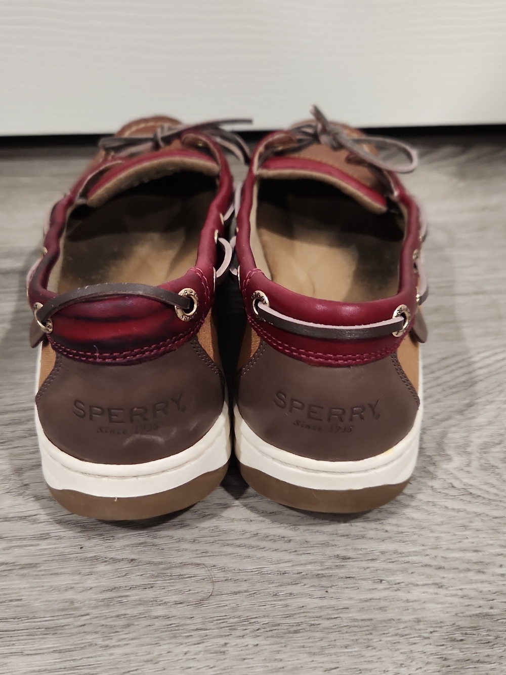 Sperry Top-Slider Anglefish Varsity Boat Shoes Womens Size 10 Brown Leather - Picture 4 of 7